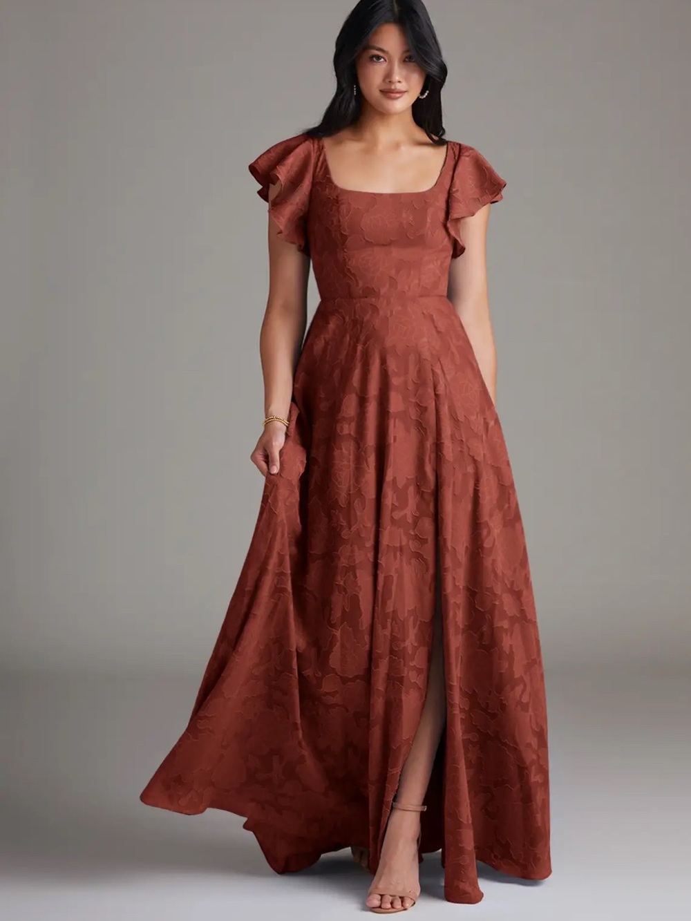 Azazie Bondi Bridesmaid Chiffon Dress Size A0 NWT Terracotta $129